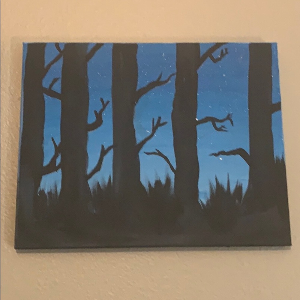 Beautiful blue sky in the woods painting